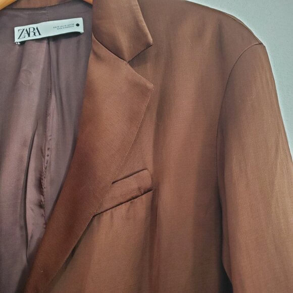 Zara Brown Blazer Size M - Picture 2 of 11